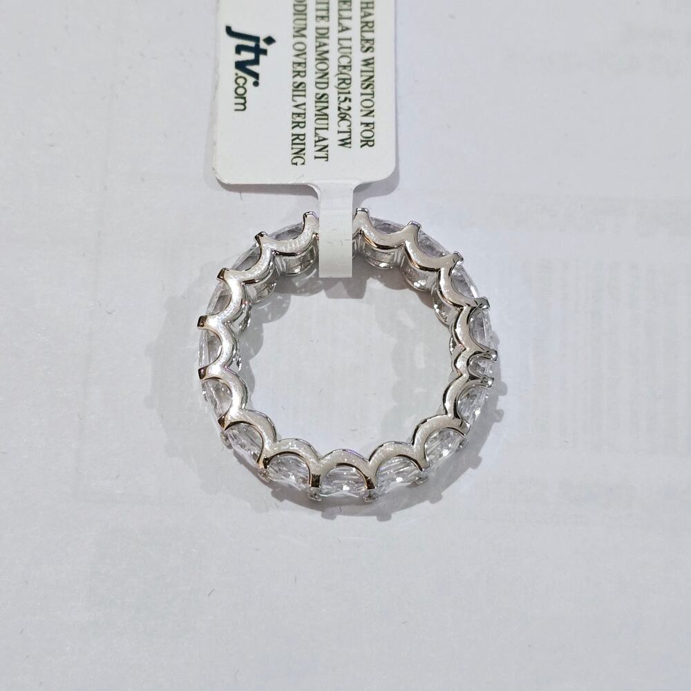 Charles Winston Bella Luce White Diamond Simulant Rhodium over 925 Ring 10 NWT - Picture 3 of 3